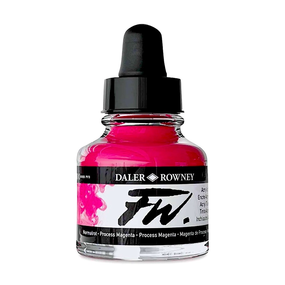 New Daler-Rowney FW Acrylic Artists Ink in Process Magenta 4 Boxes of 3